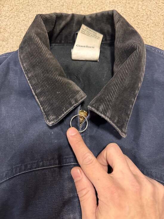 Vintage Carhartt J14 MDT Midnight Navy Sandstone Santa Fe Jacket Large - Picture 3 of 8